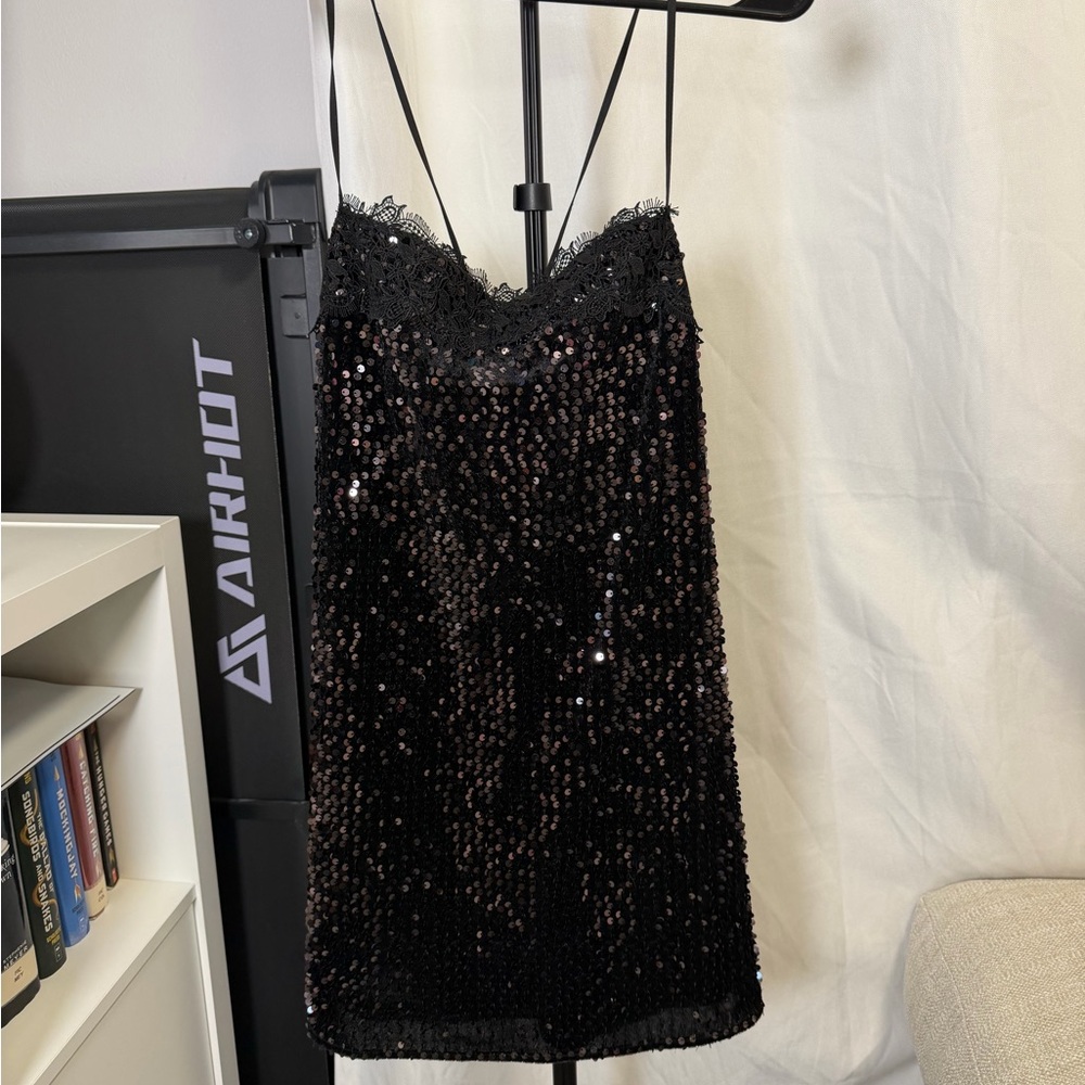 Free People Black Sequin Mini Dress